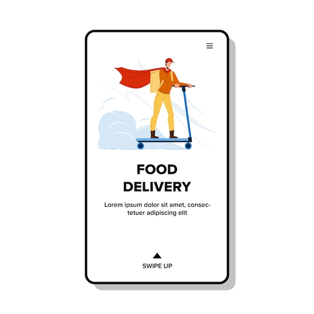 Food Delivery Service Worker Riding Scooter