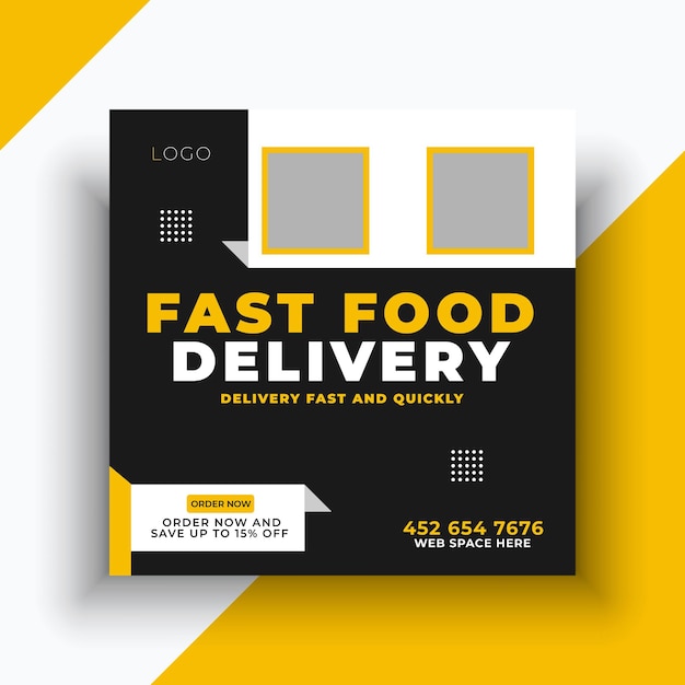 Vector food delivery social media instagram fast food banner