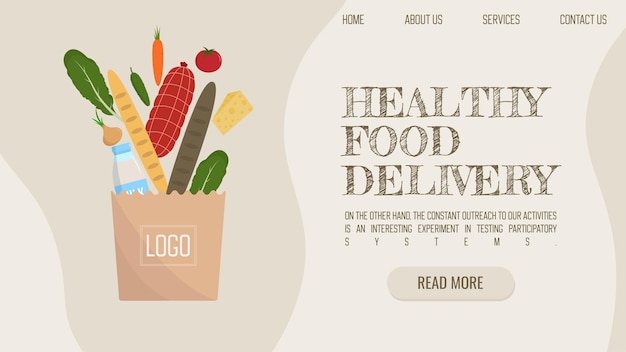 Food delivery vector illustration Paper bag with food