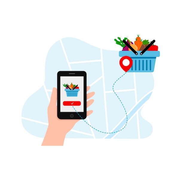 Food delivery of vegetables through the application on the phone