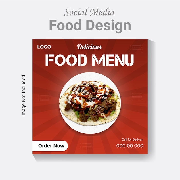 Food design banner voor social media post van restaurant en fast food