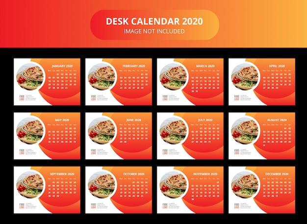 Modello di food desk calendar 2020