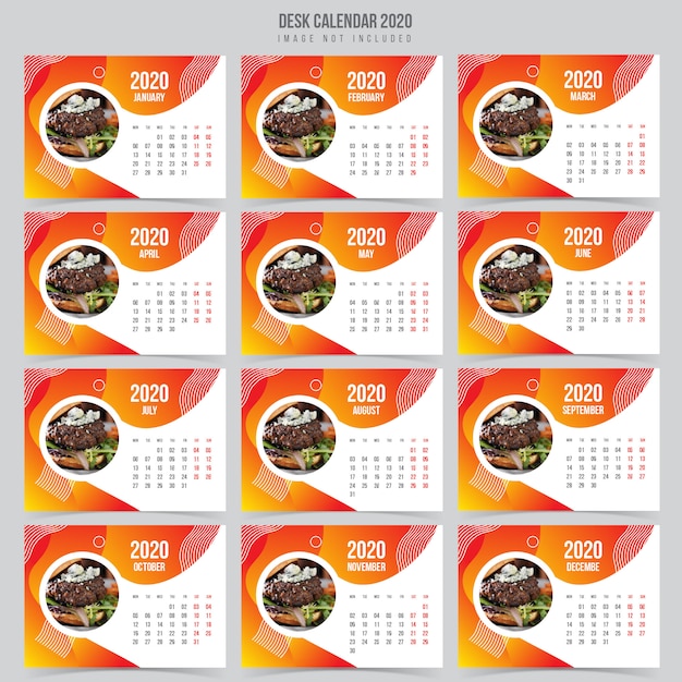 Modello di food desk calendar 2020