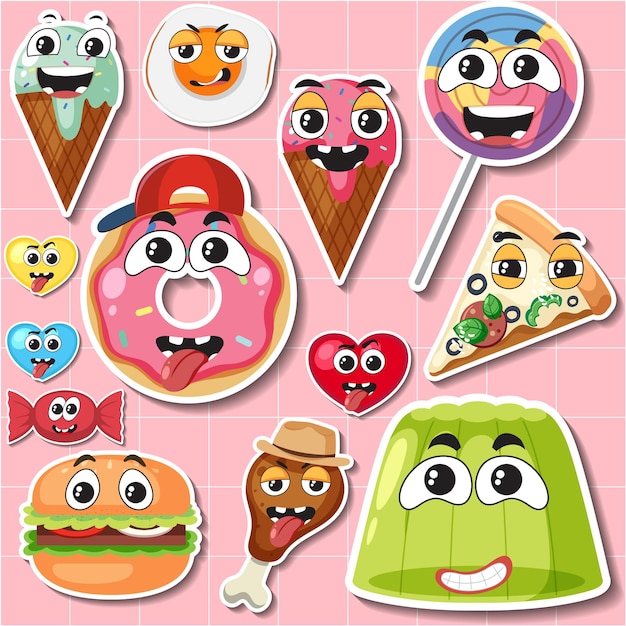 Food and dessert cartoon seamless pattern