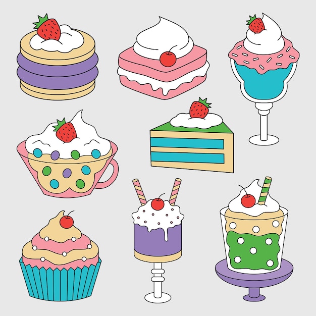 Food desserts icon set