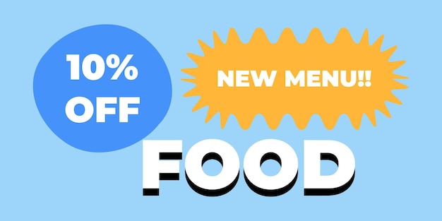 Food sconto menu saldi offerta speciale etichetta adesivo tag banner offerta pubblicitaria icona testo art