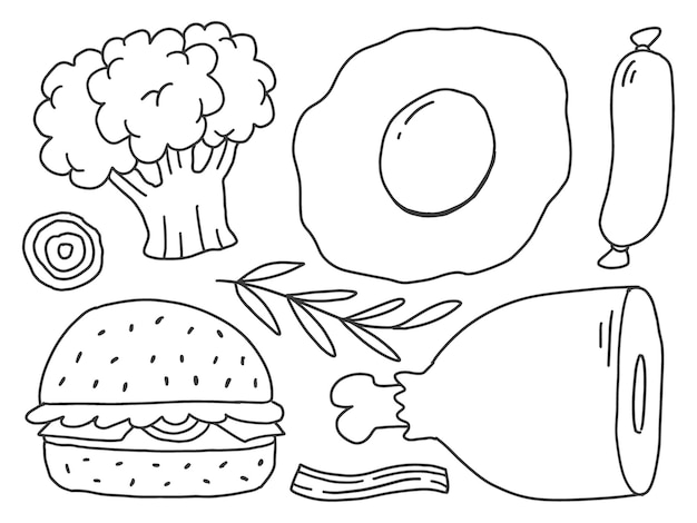 food doodle cartoon kawaii design