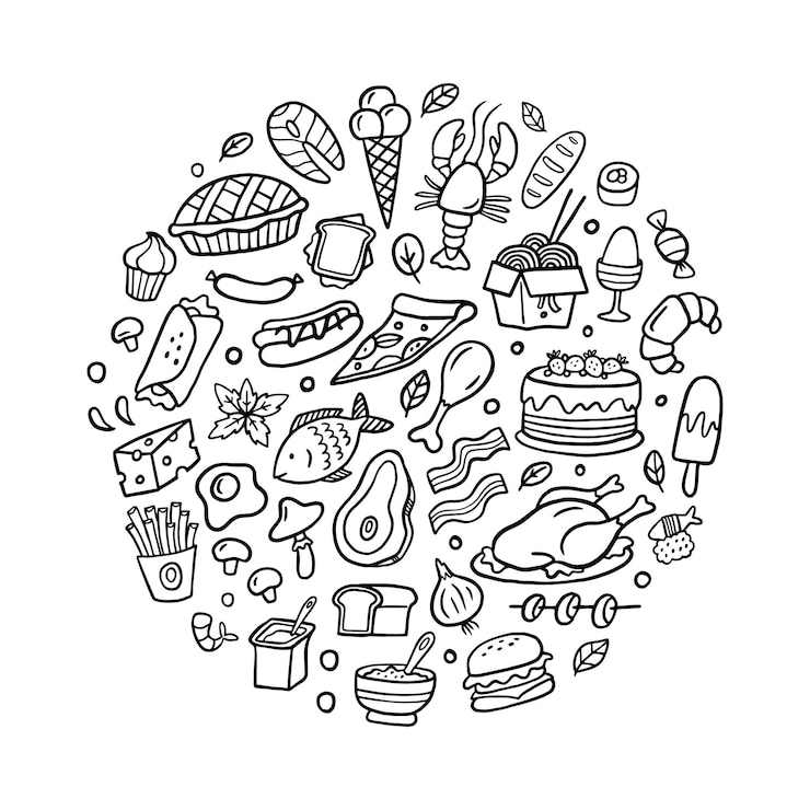 Vector food in doodle style