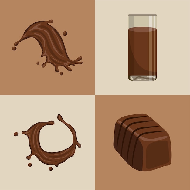 Vector food and drink chocolate set