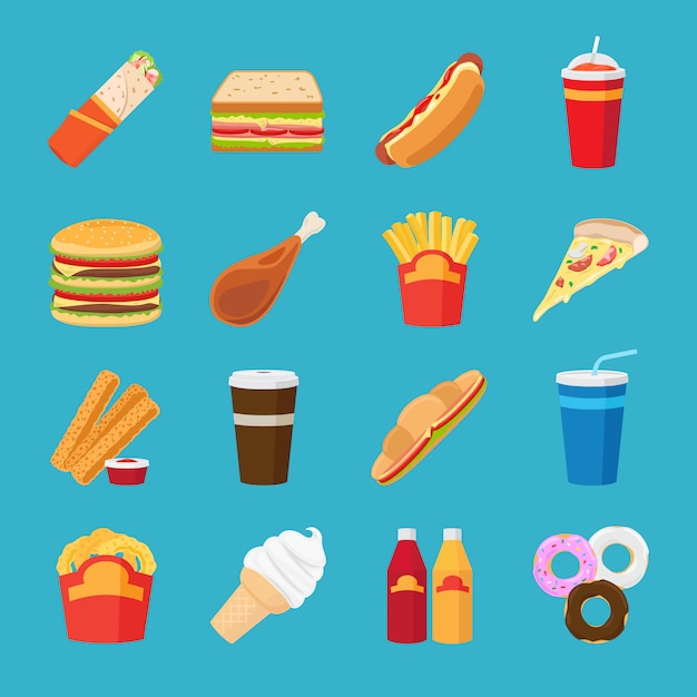 Food and drink flat icons