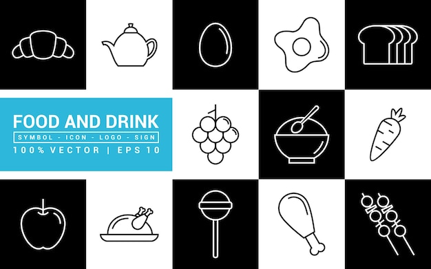 Vector food and drink icon collection breakfast nutritious editable and resizable vector icons eps 10