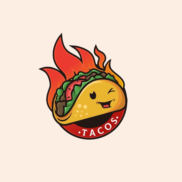 Vettore cibi e bevande logo tacos