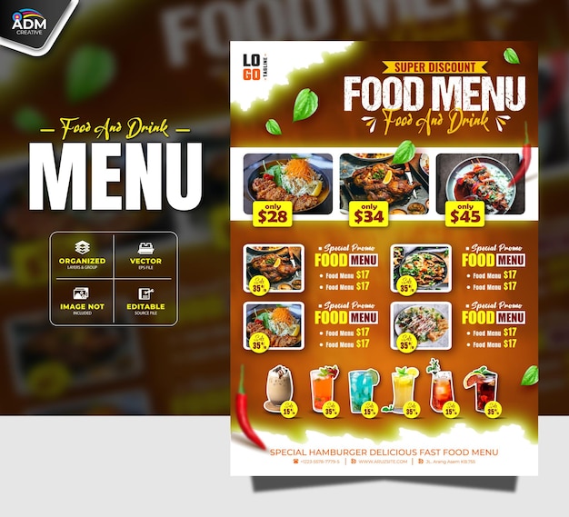 Food And Drink Menu Restaurant Design Template