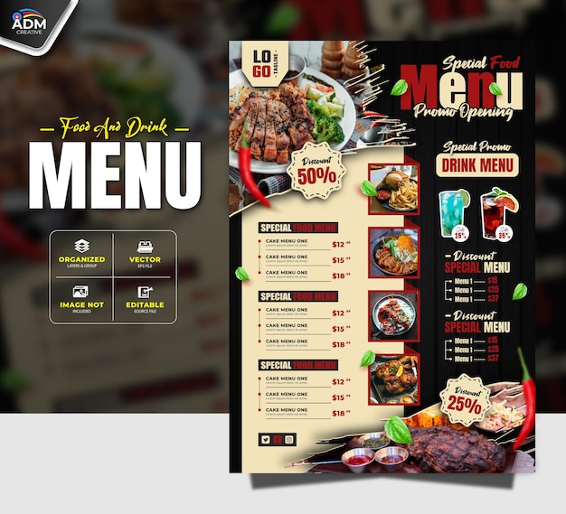 Food And Drink Menu Restaurant Design Template