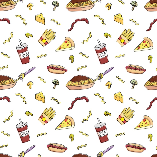 Food and drink seamless background