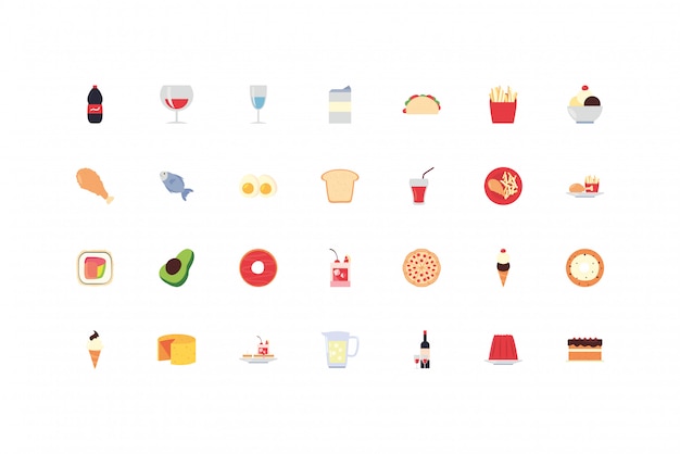 Food and drinks icon set pack