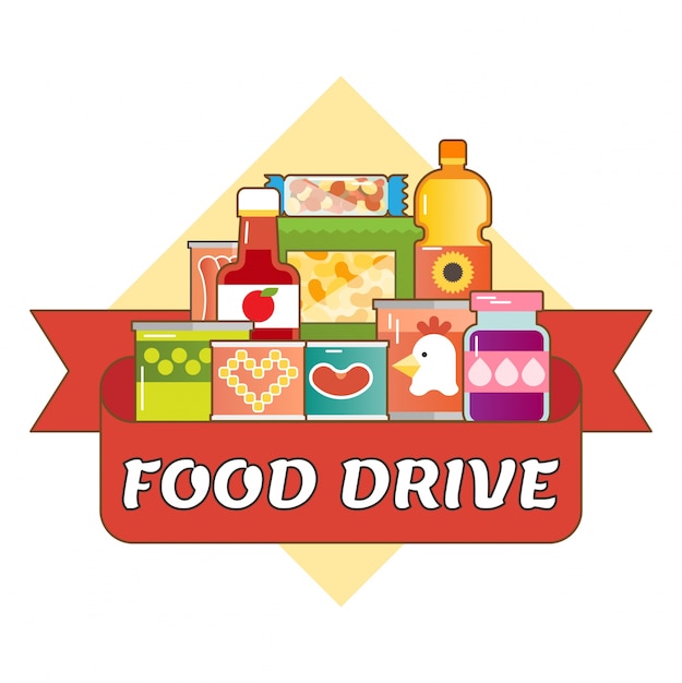 Vector food drive liefdadigheidsbeweging logo