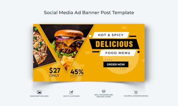 Vector food facebook ad banner template