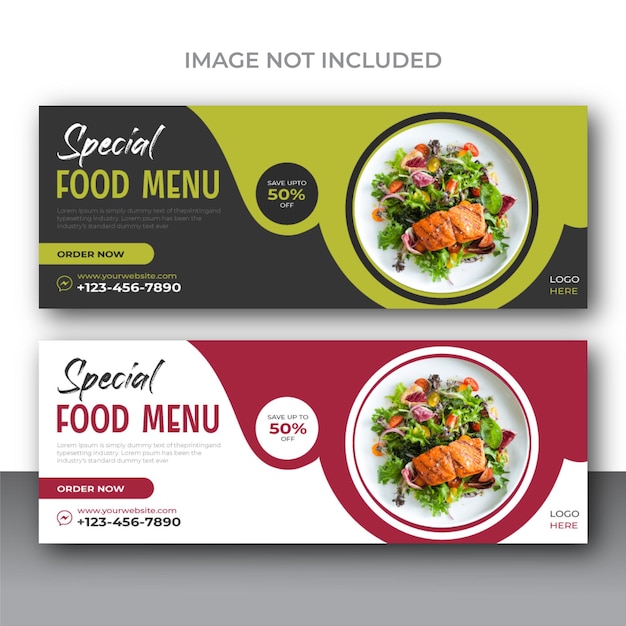 Food facebook cover design template healthy food  facebook cover page offer social media banner