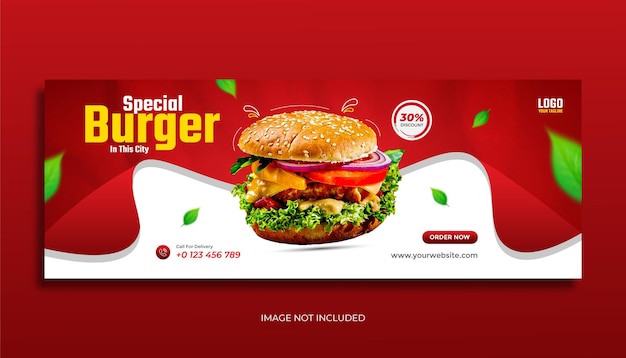 Vector food facebook cover design template premium vector