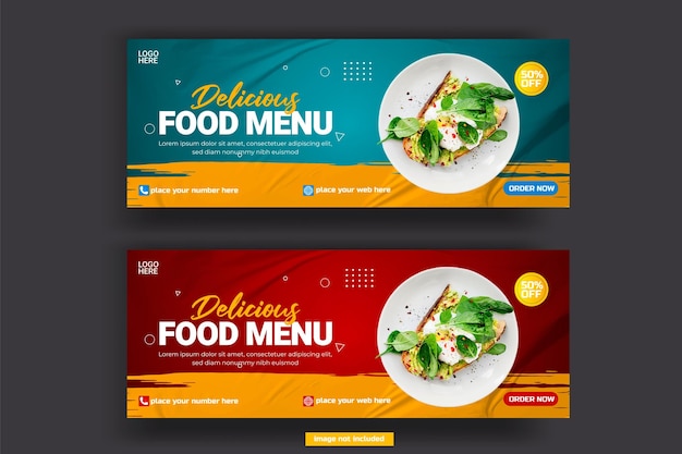 Food Facebook cover template modern food banner