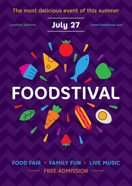 Modello vettoriale di poster di festival alimentari