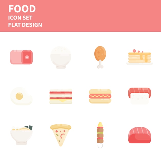 Food flat style icon set