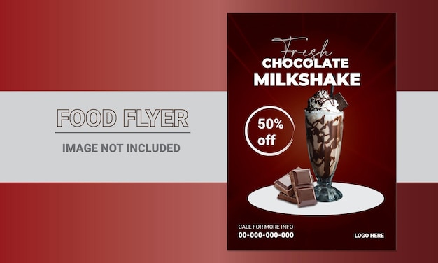 Vector food flyer fresh chocolate milkshake design template and fast food restaurant menu.