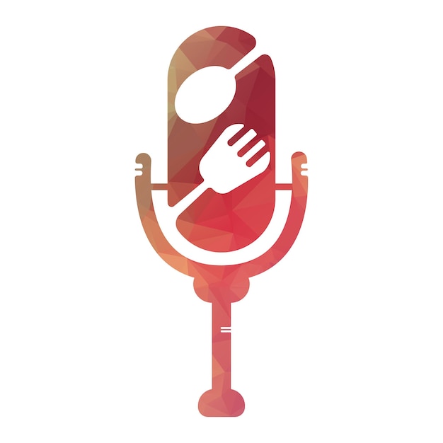 Food fork spoon podcast logo vector Podcast food logo icon designs vector