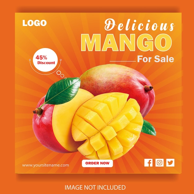 Vector food and fruits social media post design