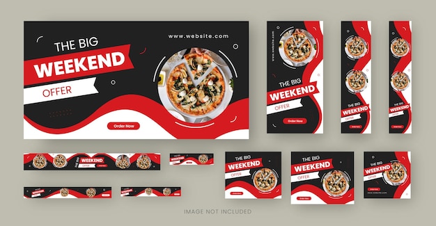 Vector food google web ads banner restaurant fast food web banners ads banner vector