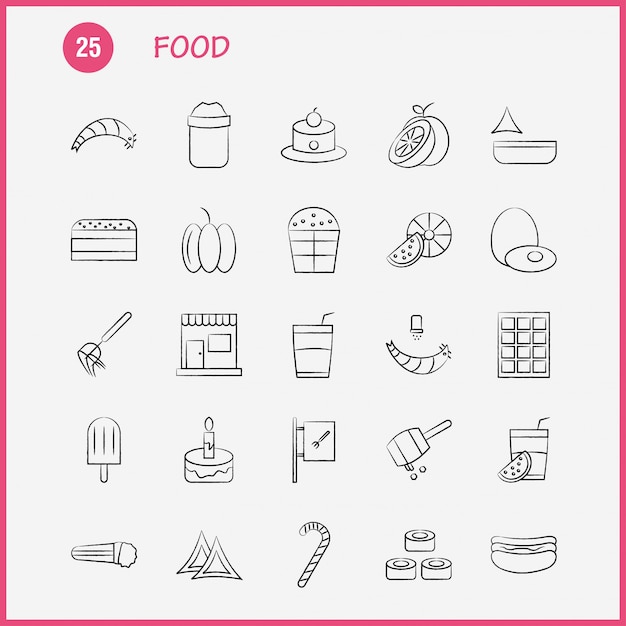 Food  hand drawn icons set