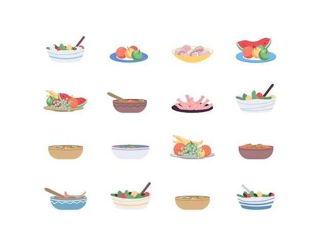 Food for holidays flat color object set