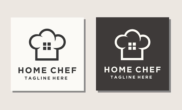 Vettore cuoco cuoco con cappello chef ristorante logo design ispirazione