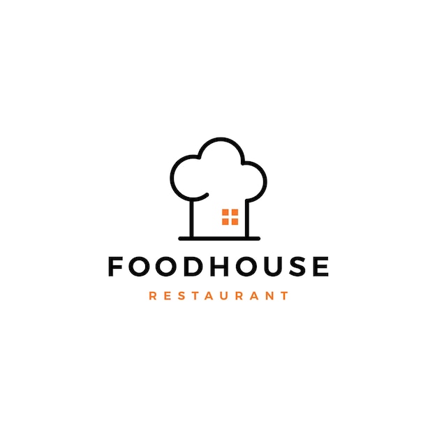 Food house chef hat kitchen restaurant cafe logo vector icon