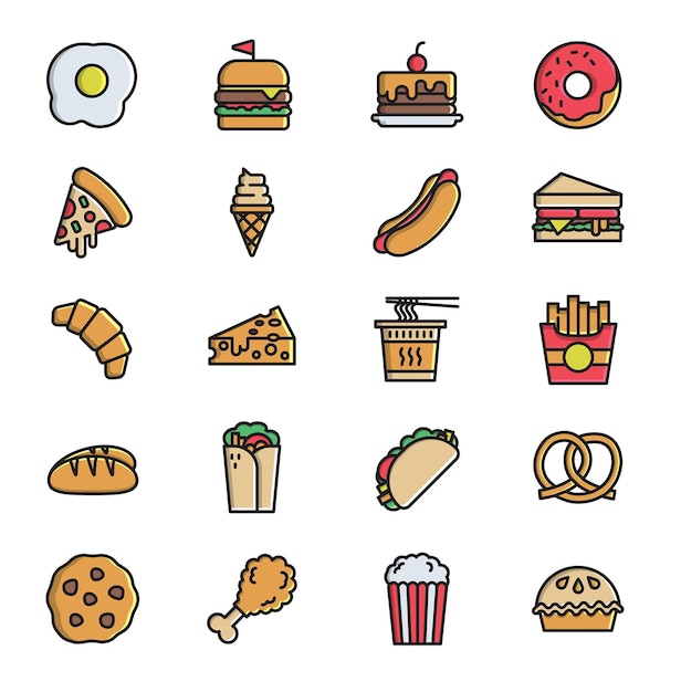 Set di icone alimentari