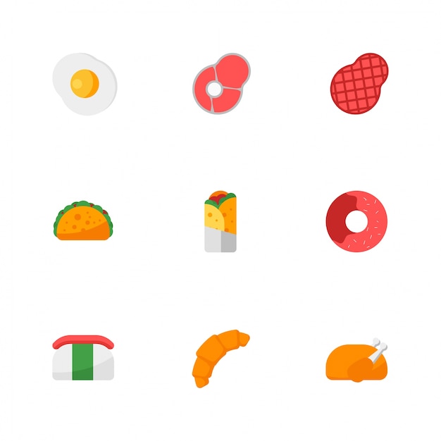 Food icons flat