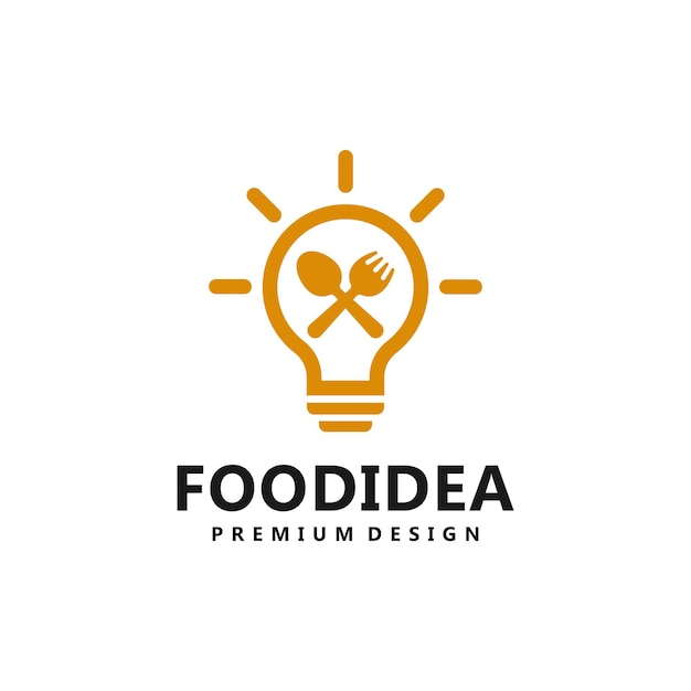 Idea alimentare con posate cucchiaio e forchetta logo design moderno