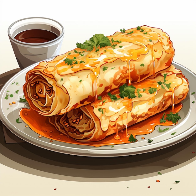 food illustration egg vector roll meal restaurant cuisine isolated delicious asian tasty