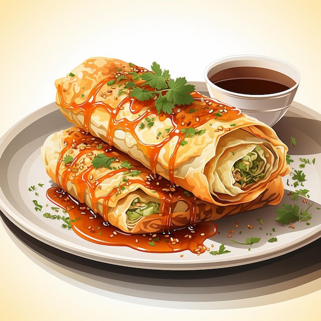 Vector food illustration egg vector roll meal restaurant cuisine isolated delicious asian tasty