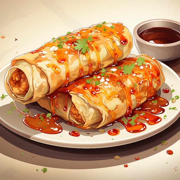 Vettore illustrazione alimentare rotolo di uova vettore pasto ristorante cucina isolata delizioso asiatico gustoso