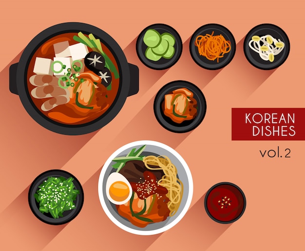 食べ物のイラスト韓国料理のベクトル図