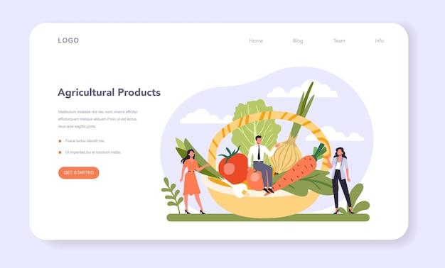 Vector food industry sector of the economy web banner or landing page.