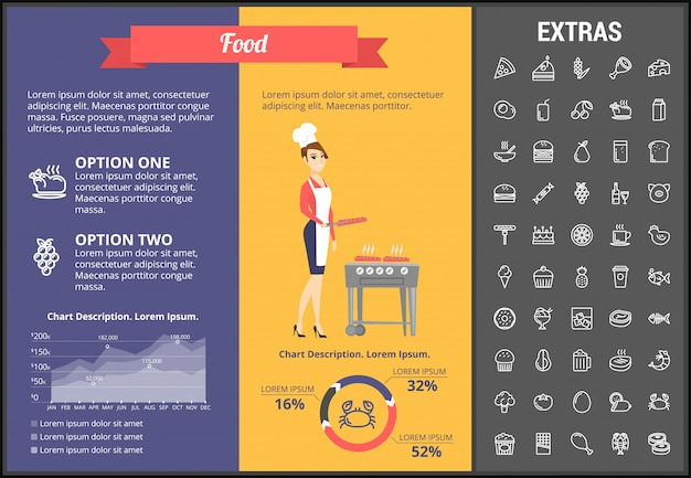 Vector food infographic template, elements and icons