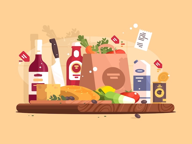 Vector food and ingredients for cooking