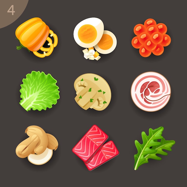 Food ingredientsvector icon set 4