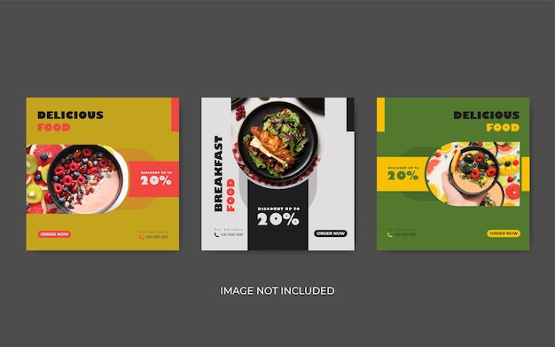 Food instagram post template set