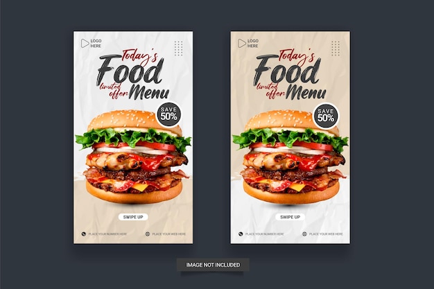 Progettazione del modello di post design della storia di instagram del cibo progettazione della storia del ristorante post sui social media