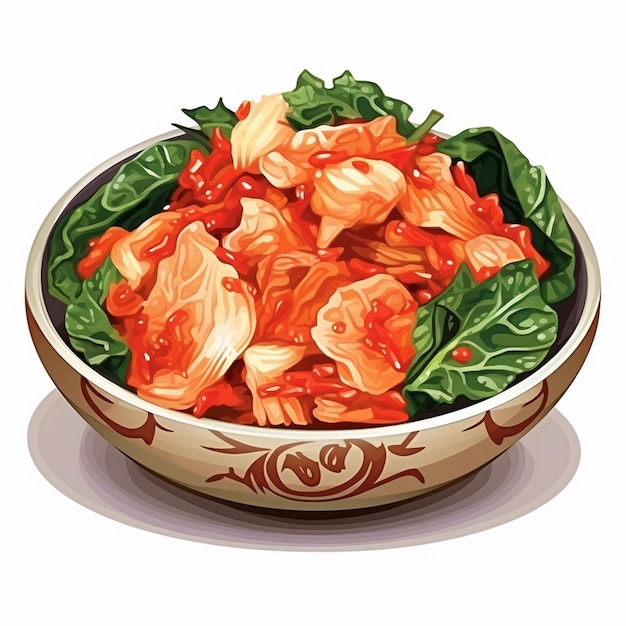 Vettore cibo coreano corea kimchi illustrazione vettore cucina cavolo piccante fresco delizioso design