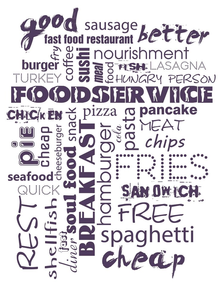 Food label Advertising for fast food Fast food Business background or label